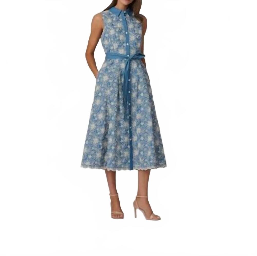 NEW SHOSHANNA kendra midi dress in chambray